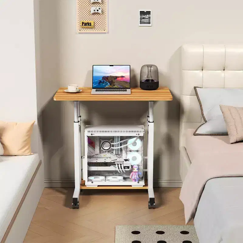 Mobile Adjustable Desk for Bedside or Dorm, 80x40cm Laptop, Study, and Dining Table for Home or Bedroom