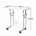Mobile Adjustable Desk for Bedside or Dorm, 80x40cm Laptop, Study, and Dining Table for Home or Bedroom