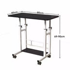 Mobile Adjustable Desk for Bedside or Dorm, 80x40cm Laptop, Study, and Dining Table for Home or Bedroom
