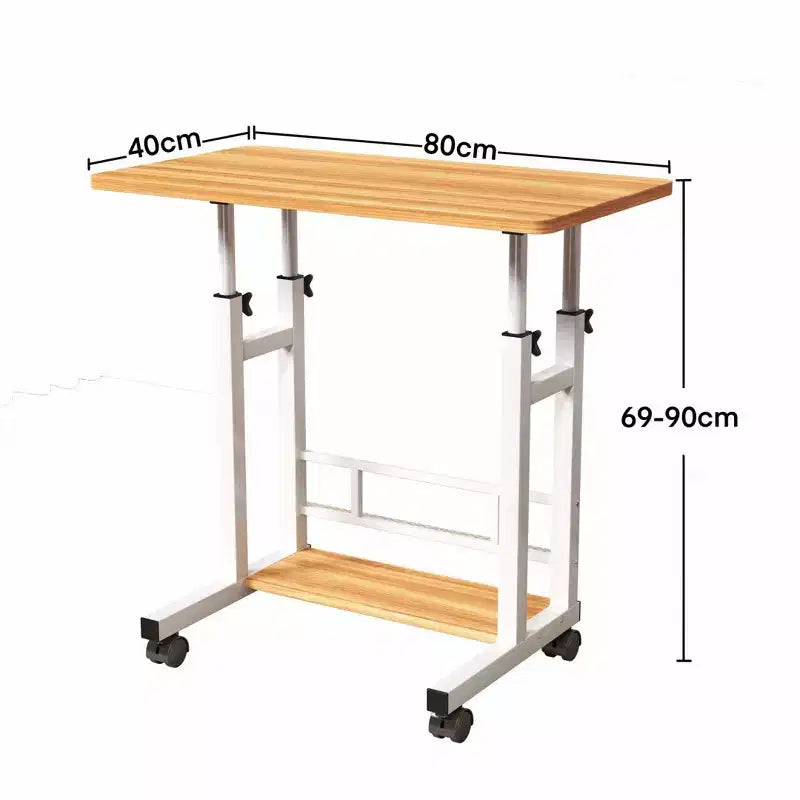 Mobile Adjustable Desk for Bedside or Dorm, 80x40cm Laptop, Study, and Dining Table for Home or Bedroom