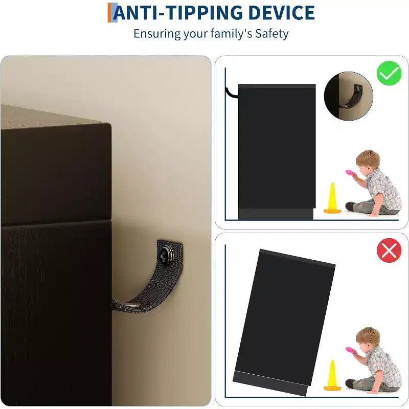 43.3 Inch Black Storage Dresser with 4 Drawers and Hanging Rod, Multifunctional Organizer for Bedroom, Easy Assembly
