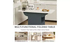 Wood Movable Dining Table with Wheels,Folding Kitchen Table with Storage,Multifunctional End Table for Coffee Table,Kitchen Island