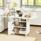 Wood Movable Dining Table with Wheels,Folding Kitchen Table with Storage,Multifunctional End Table for Coffee Table,Kitchen Island