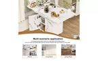 Wood Movable Dining Table with Wheels,Folding Kitchen Table with Storage,Multifunctional End Table for Coffee Table,Kitchen Island