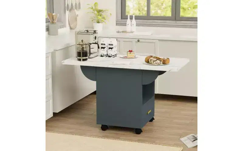 Wood Movable Dining Table with Wheels,Folding Kitchen Table with Storage,Multifunctional End Table for Coffee Table,Kitchen Island