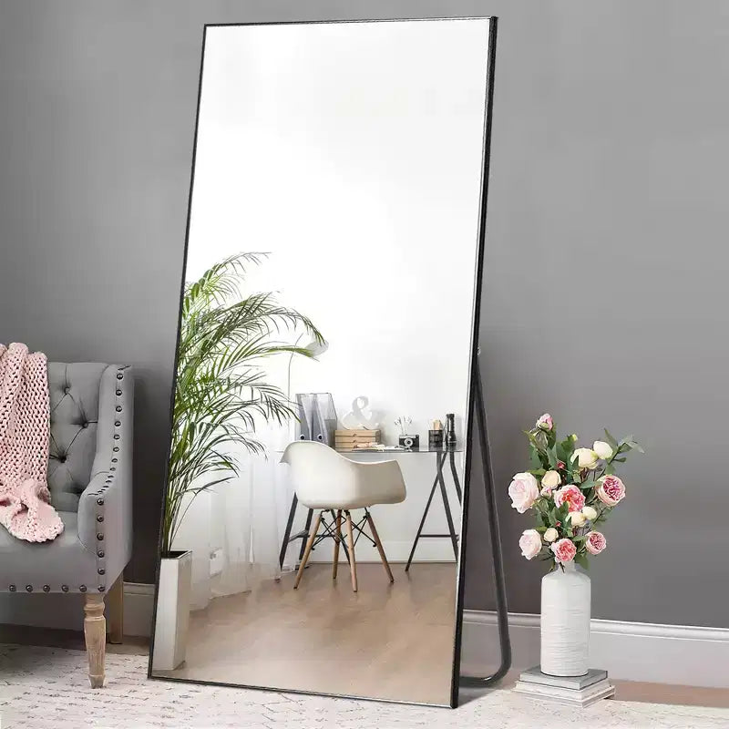 71x32 Black Framed Oversized Floor Mirror Full Length Mirror