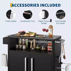 Grill Cart with Storage,Stainless Steel Kitchen Food Prep Table Island with Cabinet, Open Shelves, Hooks & Spice Rack, BBQ Cart for Outdoor,Indoor
