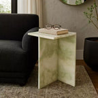 Table d'appoint élégante, table latérale ou petite table de chevet pour décoration intérieure - table d'appoint carrée en marbre parfaite pour chambre ou salon