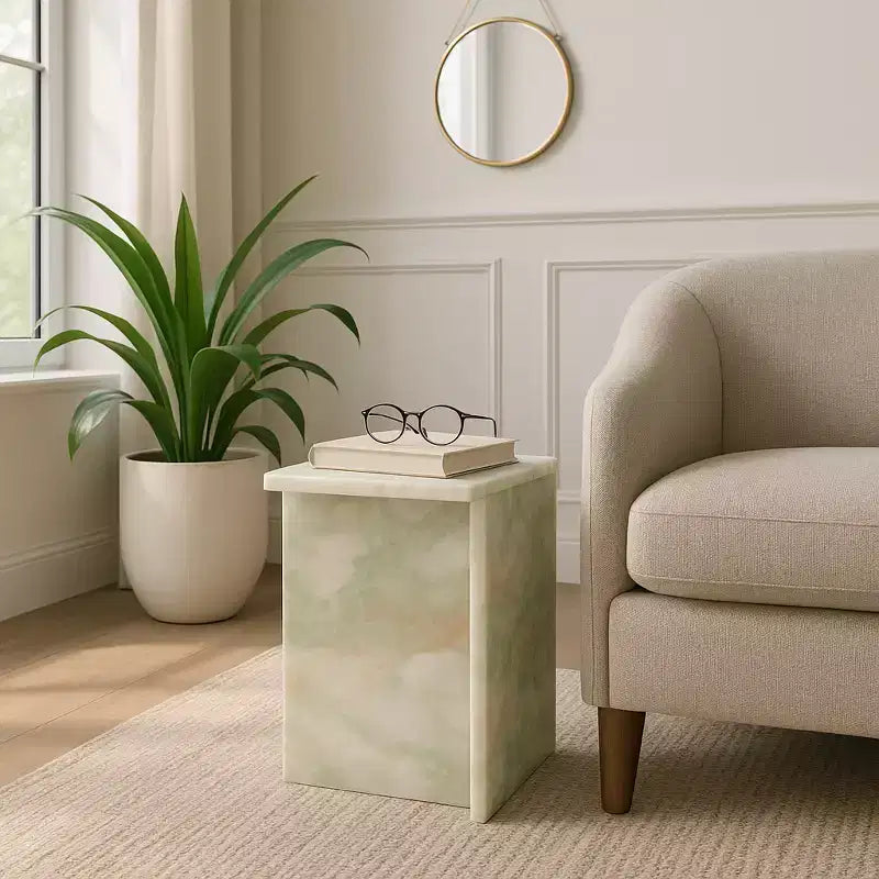 Table d'appoint élégante, table latérale ou petite table de chevet pour décoration intérieure - table d'appoint carrée en marbre parfaite pour chambre ou salon