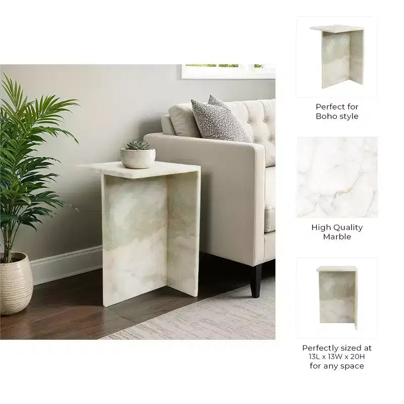 Table d'appoint élégante, table latérale ou petite table de chevet pour décoration intérieure - table d'appoint carrée en marbre parfaite pour chambre ou salon