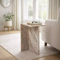 Classy End Table, Side Table, or Small Night Stand for Home Decor - Square Marble Accent Table Perfect for Bedroom, or Living Room Decor