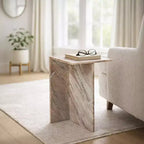 Classy End Table, Side Table, or Small Night Stand for Home Decor - Square Marble Accent Table Perfect for Bedroom, or Living Room Decor