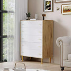 Farmhouse 5 Drawers Dresser for Bedroom, 44 in Tall Dresser Wood Rustic Chest of Drawers with Large Drawers & Bar Handles,Drawer Organizer for Living