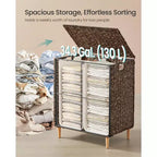 Laundry Hamper 2 Sections, 34.3 Gal. (130 L) Handwoven Water Hyacinth Wicker, with Lid, Removable Washable Liners, Handles