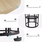 Round Dinning Table for 4-6, 47in Circle Kitchen Table with Storage Shelf & Sturdy Metal Frame, Modern Dinner Table for Kitchen, Living Room