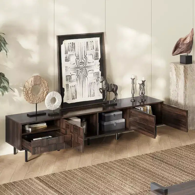 78 Mid Century Modern TV Stand for 65+ Inch TVs, TV Console with Storage Cabinets for Living Room, Entertainment Center Storage