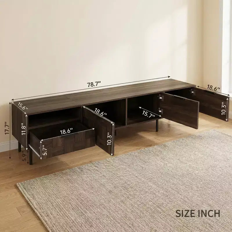78 Mid Century Modern TV Stand for 65+ Inch TVs, TV Console with Storage Cabinets for Living Room, Entertainment Center Storage