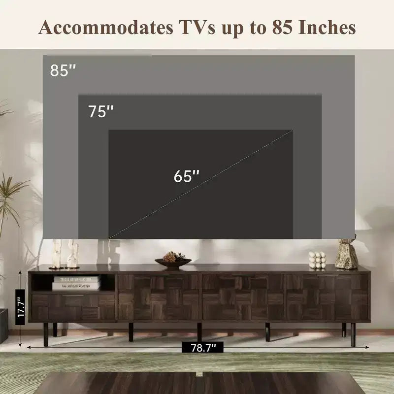 78 Mid Century Modern TV Stand for 65+ Inch TVs, TV Console with Storage Cabinets for Living Room, Entertainment Center Storage