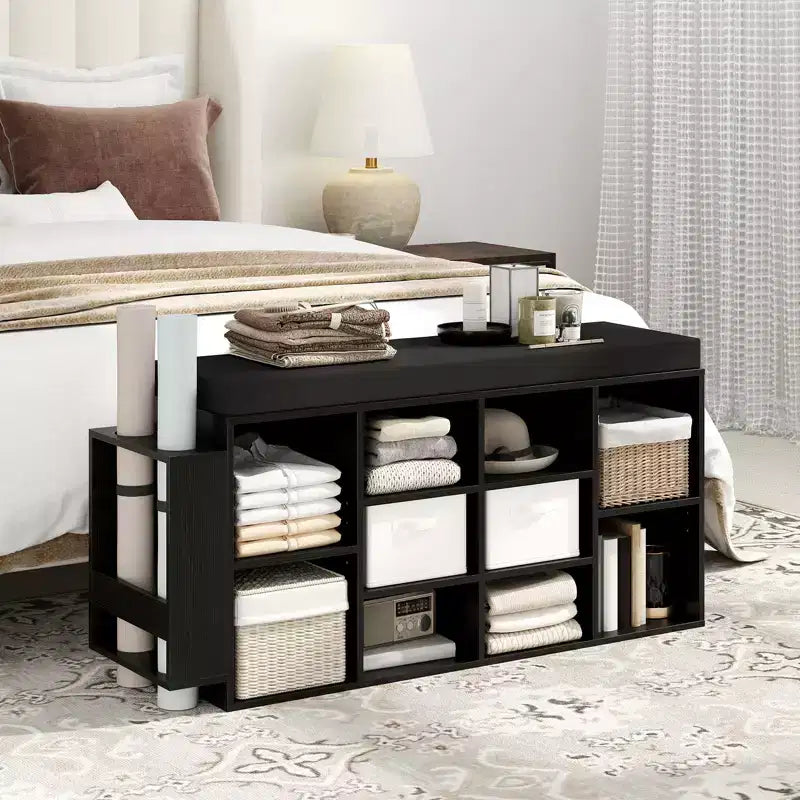 Shoe Storage Bench w/Umbrella StandPadded Seat Adjustable & Removable Shelves