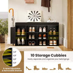 Shoe Storage Bench w/Umbrella StandPadded Seat Adjustable & Removable Shelves
