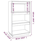 Book Cabinet Black Solid Pine Wood Medium Book Cabinet