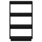 Book Cabinet Black Solid Pine Wood Medium Book Cabinet