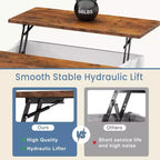31.5 Lift Top Coffee Table with Large Hidden Storage, Adjustable Shelves, Farmhouse Square Center Table for Living Room, Small Spaces