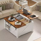 31.5 Lift Top Coffee Table with Large Hidden Storage, Adjustable Shelves, Farmhouse Square Center Table for Living Room, Small Spaces