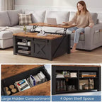 31.5 Lift Top Coffee Table with Large Hidden Storage, Adjustable Shelves, Farmhouse Square Center Table for Living Room, Small Spaces