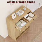Modern Shoe Storage Cabinet, Wooden Entryway Shoe Organizer with 2 Drawers & Adjustable Shelves, Freestanding Shoe Rack for Living Room Bedroom
