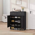 Modern Shoe Storage Cabinet, Wooden Entryway Shoe Organizer with 2 Drawers & Adjustable Shelves, Freestanding Shoe Rack for Living Room Bedroom