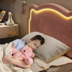 Twin Upholstered LED Bed Frame with Headboard for Kids