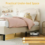 Twin Upholstered LED Bed Frame with Headboard for Kids