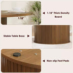 47 Round Modern Dining Table for 4 with 2-Tier Storage Shelf and Sliding Wood Door, Space-Saving Kitchen & Dining Room Table for Apartment