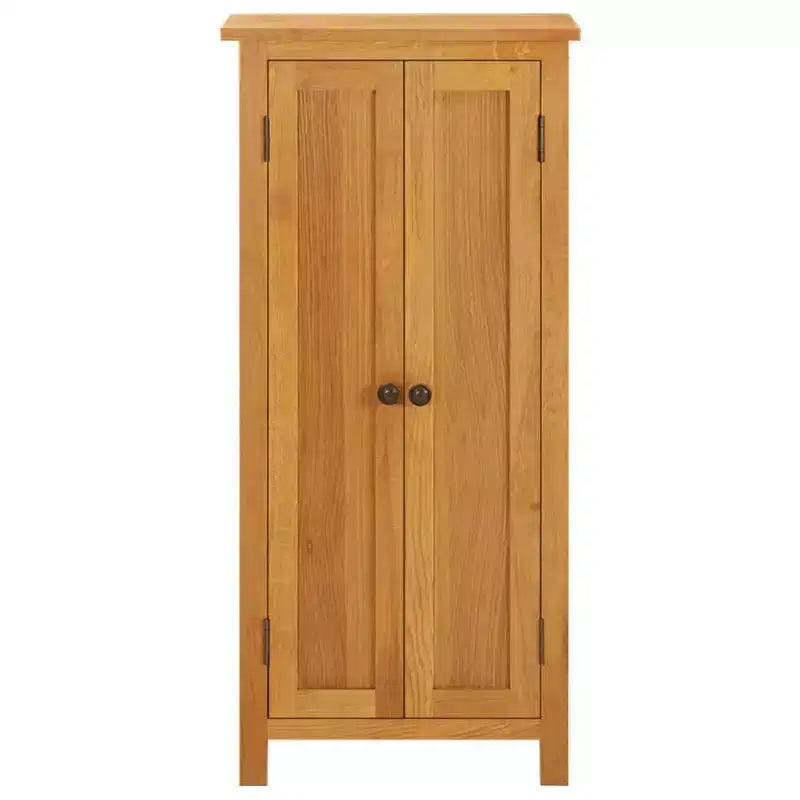 Storage Cabinet Light Oak Solid Oak Wood, MDF Veneer Medium