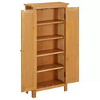 Storage Cabinet Light Oak Solid Oak Wood, MDF Veneer Medium