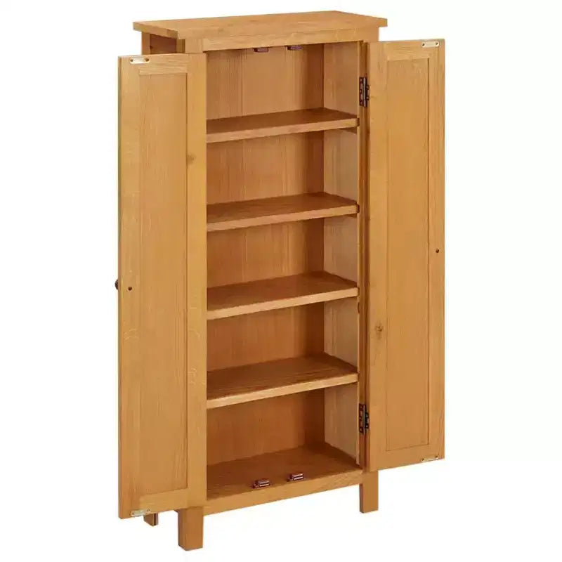 Storage Cabinet Light Oak Solid Oak Wood, MDF Veneer Medium