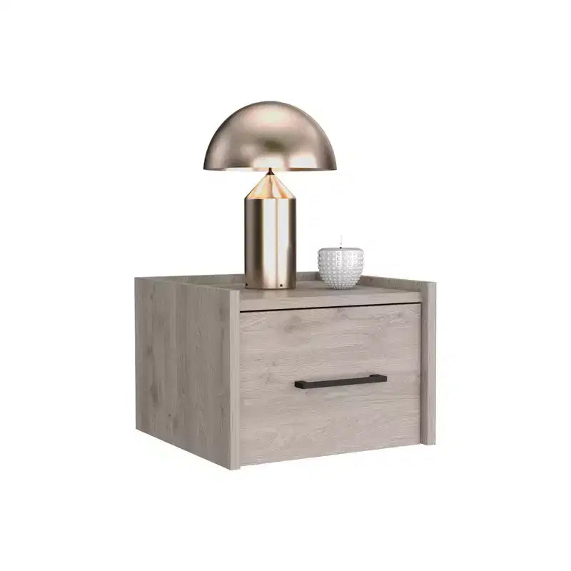10 Gray Wood One Drawer Floating Nightstand