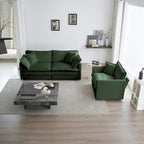 Conjunto de sofá de chenilla de 3 piezas con cojines para los brazos y cojines decorativos; incluye 2 sillones y un sofá de 2 plazas