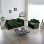 Conjunto de sofá de chenilla de 3 piezas con cojines para los brazos y cojines decorativos; incluye 2 sillones y un sofá de 2 plazas