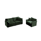 Conjunto de sofá de chenilla de 3 piezas con cojines para los brazos y cojines decorativos; incluye 2 sillones y un sofá de 2 plazas