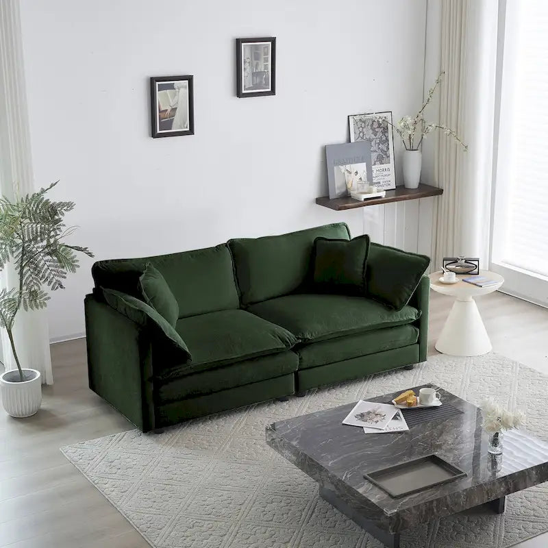 Conjunto de sofá de chenilla de 3 piezas con cojines para los brazos y cojines decorativos; incluye 2 sillones y un sofá de 2 plazas