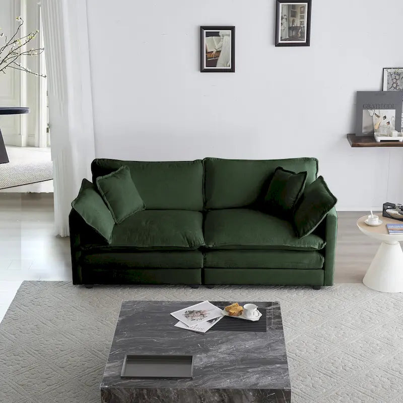 Conjunto de sofá de chenilla de 3 piezas con cojines para los brazos y cojines decorativos; incluye 2 sillones y un sofá de 2 plazas