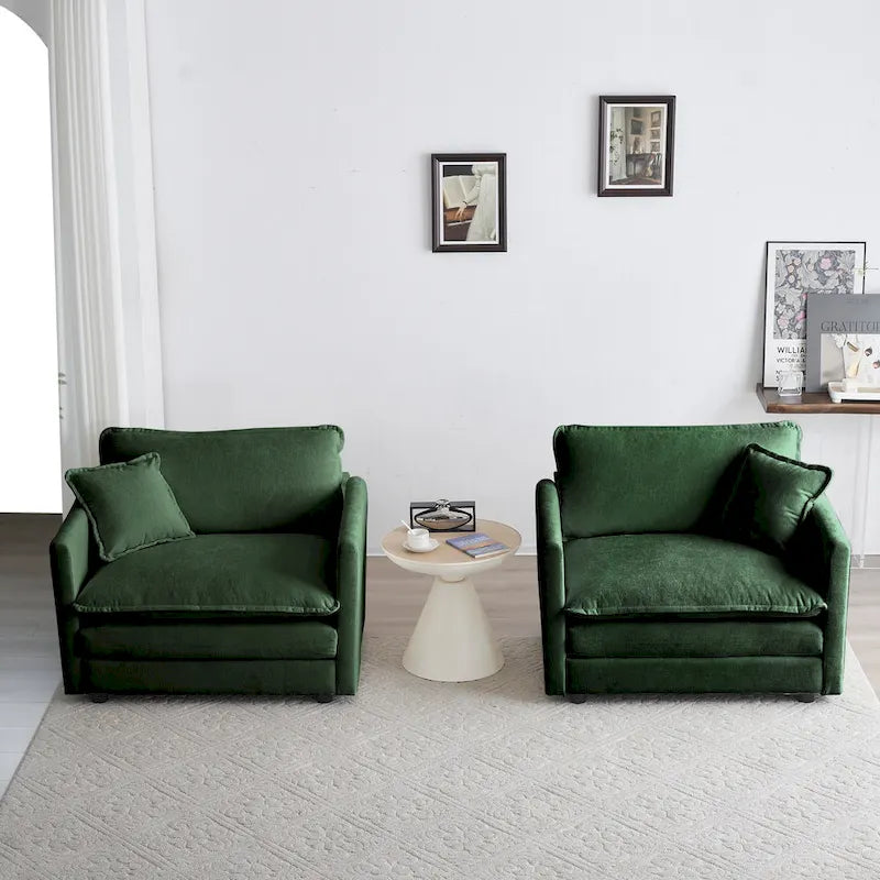 Conjunto de sofá de chenilla de 3 piezas con cojines para los brazos y cojines decorativos; incluye 2 sillones y un sofá de 2 plazas