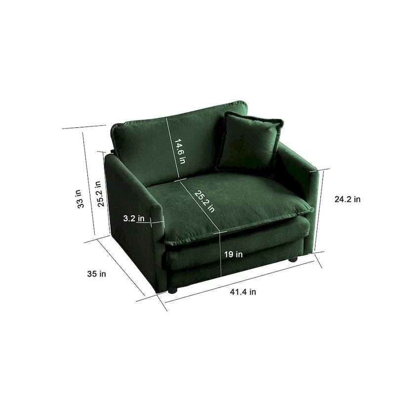 Conjunto de sofá de chenilla de 3 piezas con cojines para los brazos y cojines decorativos; incluye 2 sillones y un sofá de 2 plazas