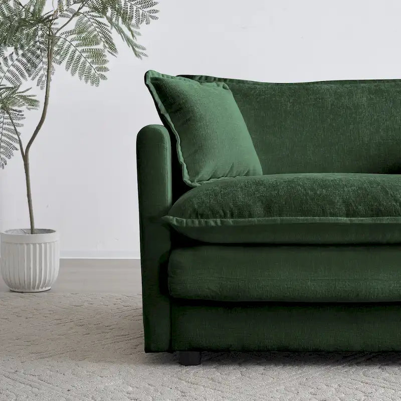 Conjunto de sofá de chenilla de 3 piezas con cojines para los brazos y cojines decorativos; incluye 2 sillones y un sofá de 2 plazas