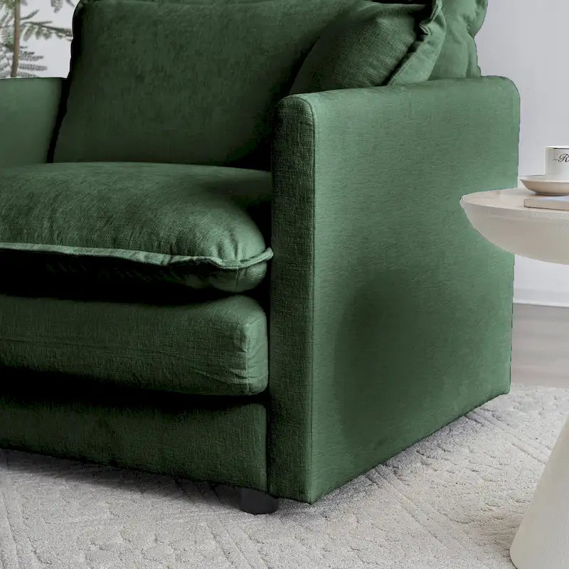 Conjunto de sofá de chenilla de 3 piezas con cojines para los brazos y cojines decorativos; incluye 2 sillones y un sofá de 2 plazas