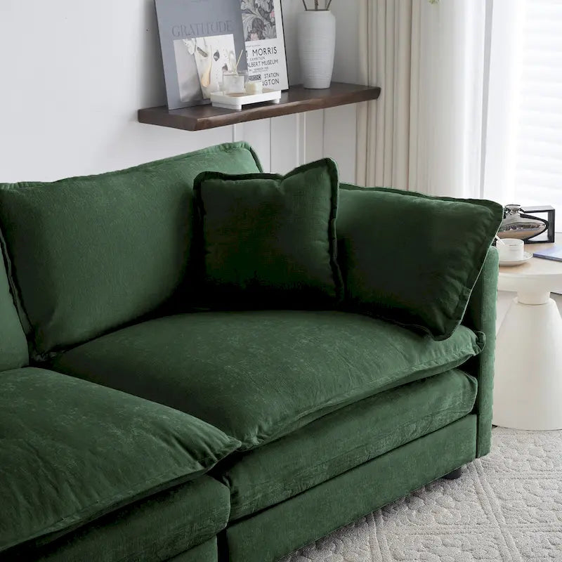 Conjunto de sofá de chenilla de 3 piezas con cojines para los brazos y cojines decorativos; incluye 2 sillones y un sofá de 2 plazas