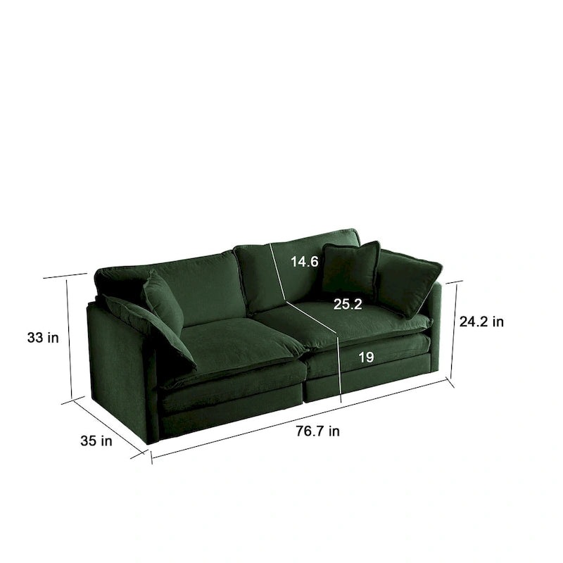 Conjunto de sofá de chenilla de 3 piezas con cojines para los brazos y cojines decorativos; incluye 2 sillones y un sofá de 2 plazas