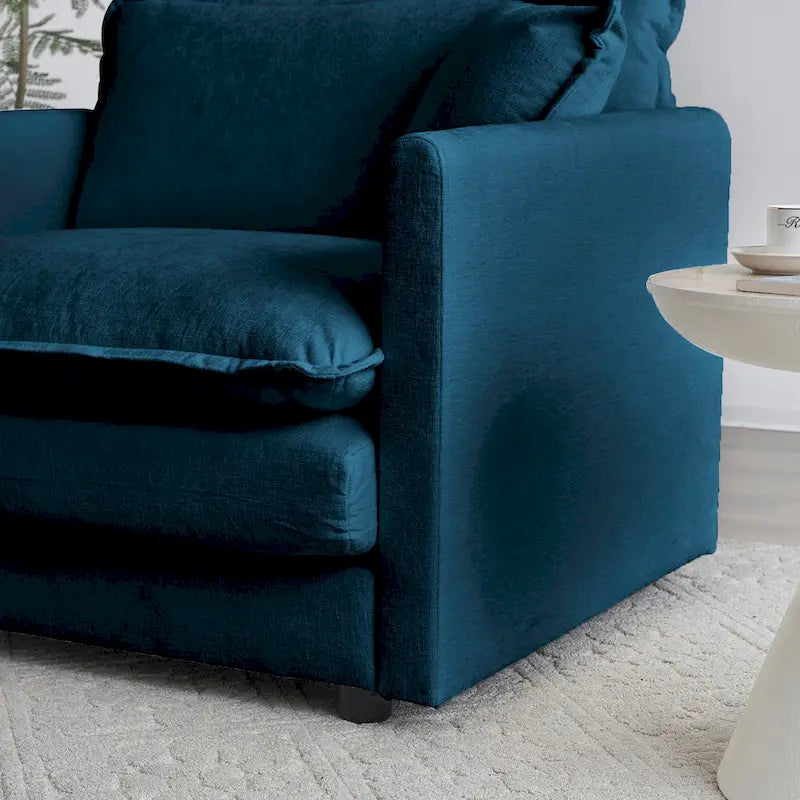 Conjunto de sofá de chenilla de 3 piezas con cojines para los brazos y cojines decorativos; incluye 2 sillones y un sofá de 2 plazas